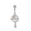 Colorful Y2K Stainless Steel Zircon Planet Moon Butterfly Belly Rings Cute Butterfly Body Piercing Jewelry Belly Button Rings