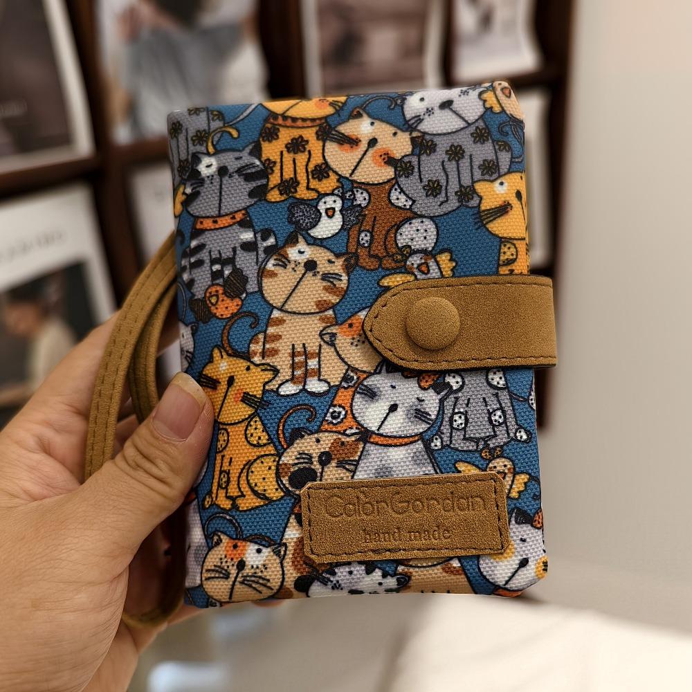 

Холщовый кошелек с цветочным принтом, сумка для карт со слоном, простой короткий кошелек-трифолд, сумка для хранения карт Style 2