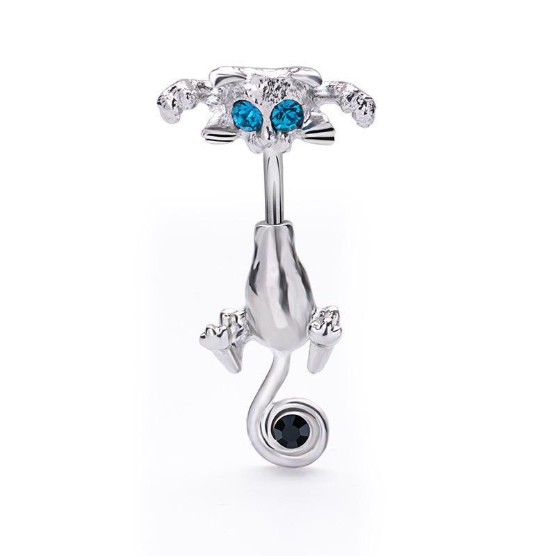 Elegant Rhinestone Stainless Steel Belly Button Ring - Luxury Women's Simple Navel Piercing Jewelry