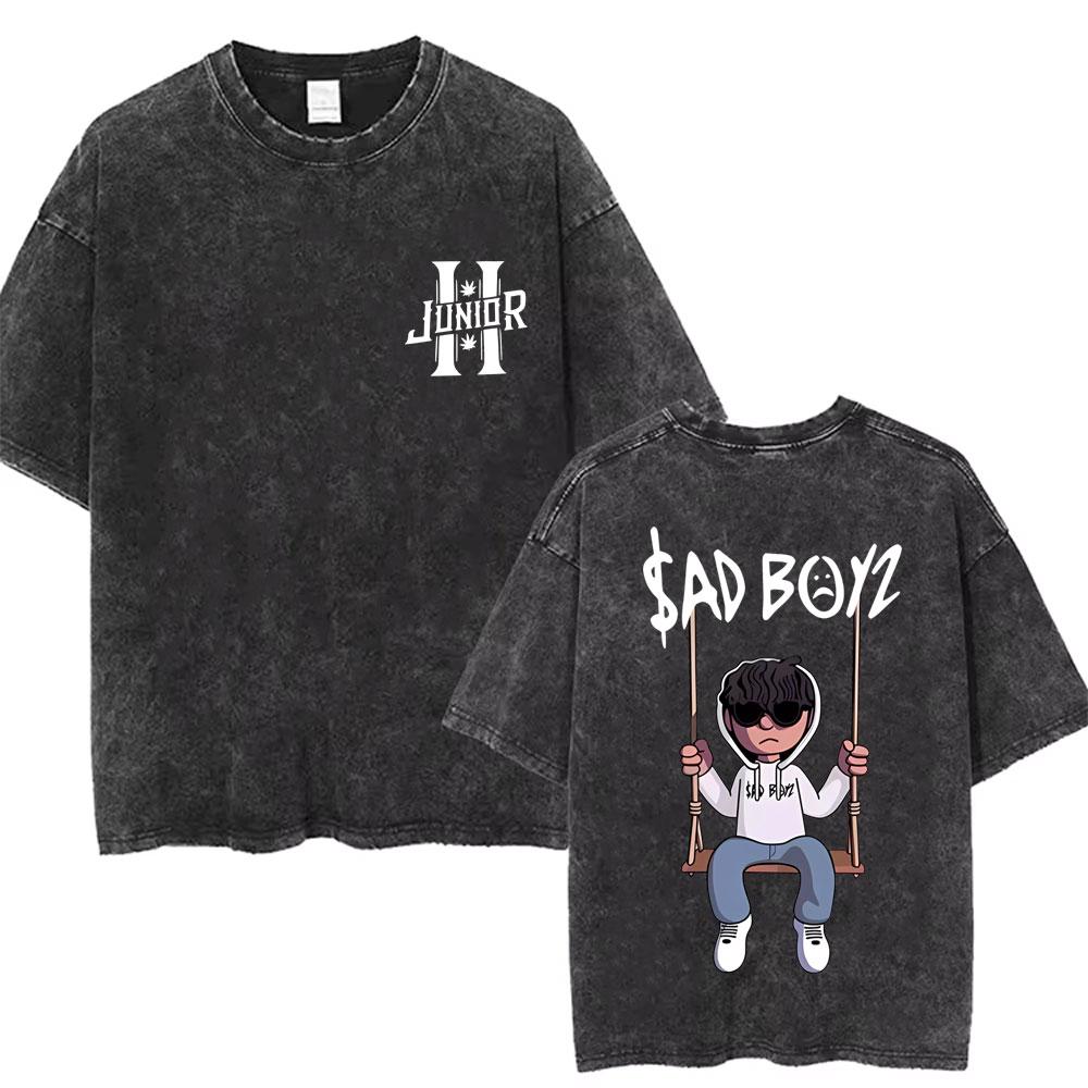 Washed Vintage Junior H Sad Boyz Tour T Shirts Men Women Hip Hop Fashion Tshirt Mens Oversized Crewneck Short Sleeve Tshirts