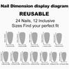 Almond Press On Nails Fake Nails Glossy Acrylic Artificial Nails Stick On Nails for Womens 24Pcs 12Sizes Glue On Nails