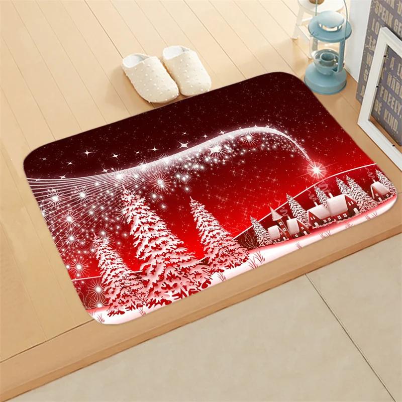 40X60Cm Christmas Outdoor Doormat Merry Christmas Tree Door Mat Red Non-Slip Floor Mats Decorative Entrance Door Rugs