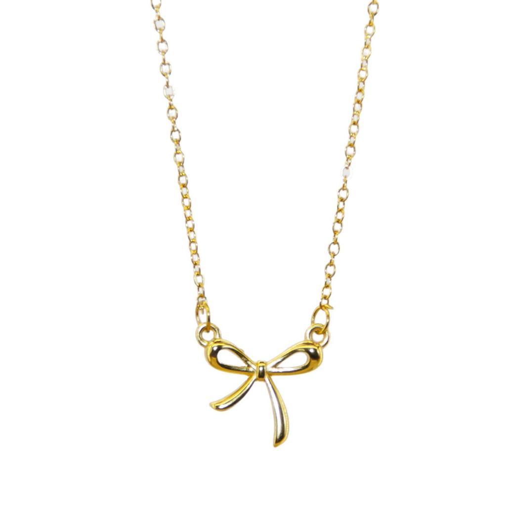 Elegant Bow Necklace: Women's Classic Stainless Steel Clavicle Chain