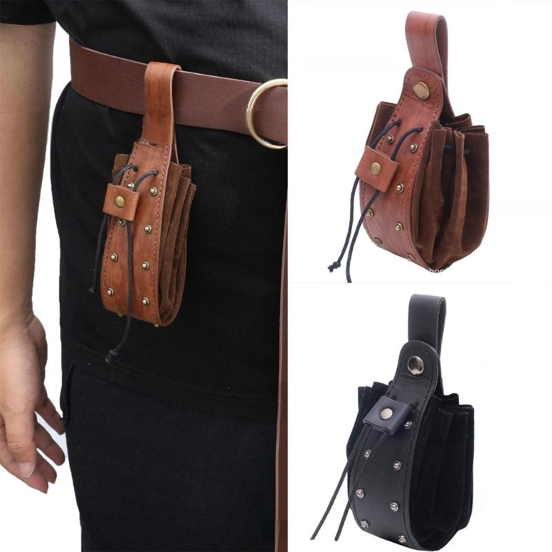 Mittelalterliche Cosplay-Hüfttasche, Mittelalterliche Leder-Hüfttasche Leder-Nieten-Hüft-Münzbörsen für Cosplay-Party, Halloween