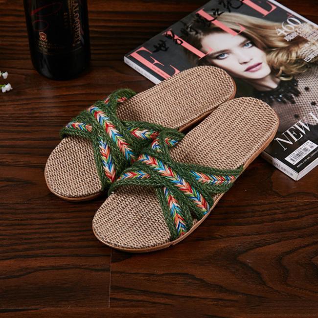 Zapatillas de mujer casa verano cross strap señoras casual zapatos  zapatillas de lino comprar a buen precio — entrega gratuita, reseñas reales  con fotos — Joom