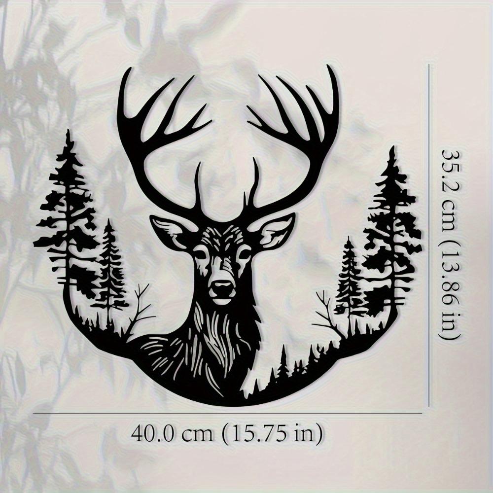

Metal Deer Antler Wall Art, Laser Cut Deer Head Silhouette, Home Decor Metal Cutout, Unique Rustic Ornament 16in