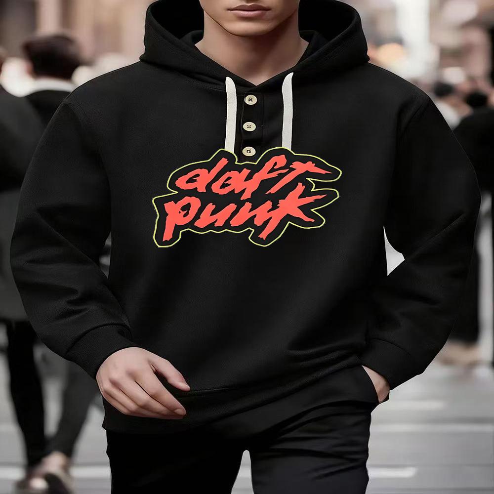 

Чоловіче весняно-осіннє худі на ґудзиках з довгим рукавом Daft Punk XL чорний