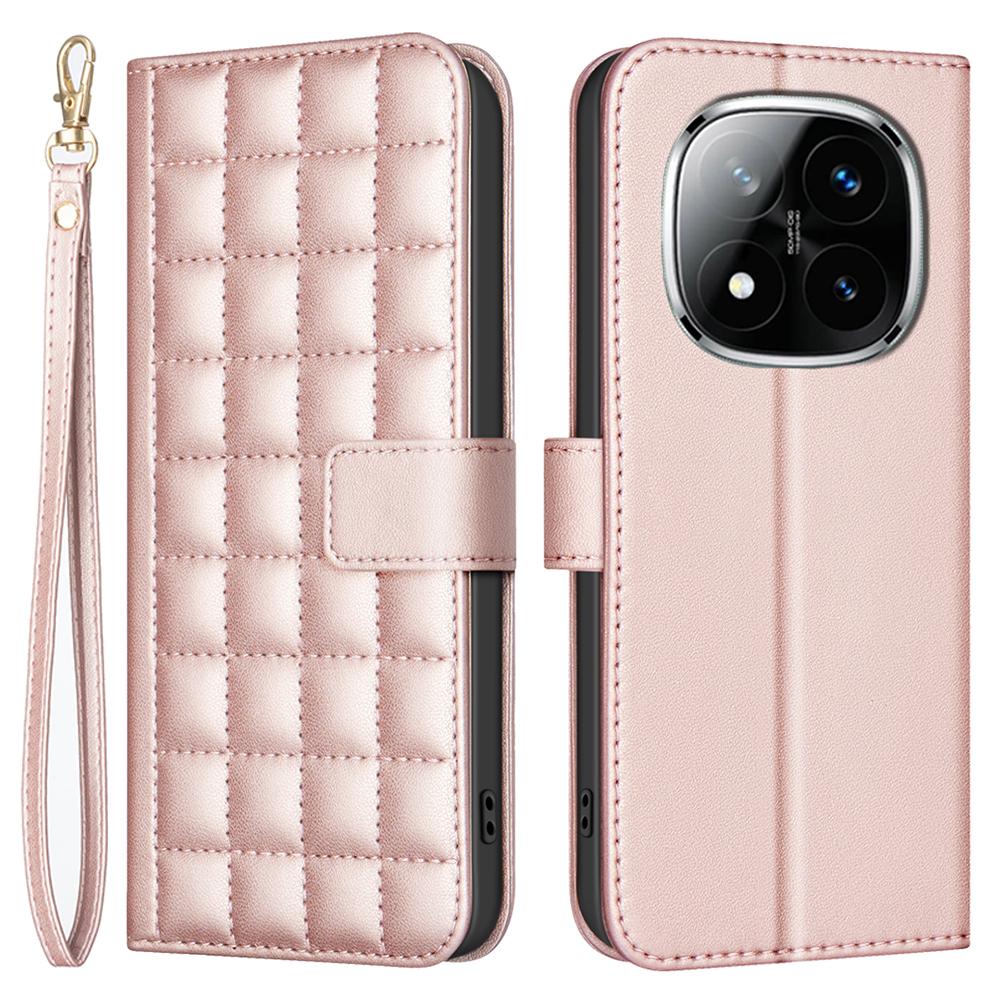 BINFEN COLOR BF34 for Xiaomi Redmi Note 14 Pro 4G Leather Case Wallet Square Grid Phone Cover