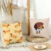 D-Dachshund Cushion Cover Washable Linen Pillowcase Soft For Daily Sofa Bed Home Room Decor