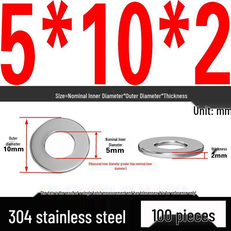 Thickened 304 Stainless Steel Flat Washer Spacer (M2-M36)