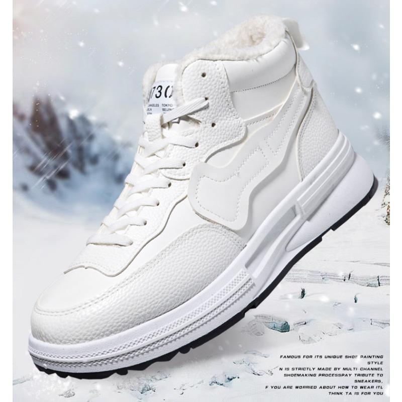 Pánská volnočasová sportovní obuv se silnou podrážkou a plyšovou izolací, pánská volnočasová obuv s vysokým svrškem