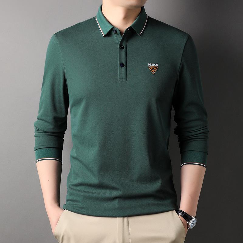 

Весна и осень Новые повседневные мужские свободные однотонные топы для молодежи и среднего возраста Мужские рубашки поло 3XL