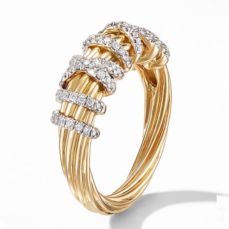 Duowei Gold-Inlaid Diamond Ring - Trendy Fashion Statement