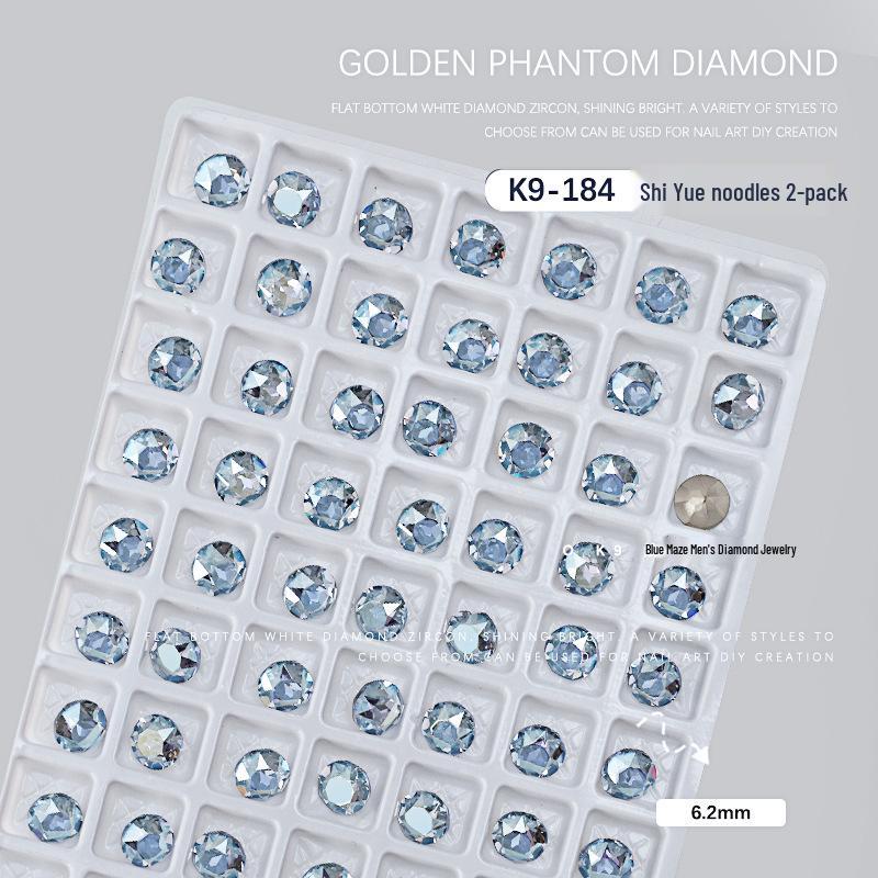 

K9 Heart & Square Rhinestones Nail Art Accessories - Blue Mist, 2pcs