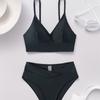 Solid Deep V Backless Sexy Bikini Set Elegant Comfortable Two Piece Swimwear