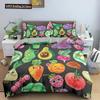 Snack Duvet Cover Set Coffee Bread Donut Pattern Pink Polyester Comforter Cover For Kids Adult Teen Bedding Set Queen King Size