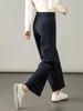 Autumn 2025 Women's Navy Blue Lyocell Cotton Wide-Leg Pants - High-Waisted, Slimming, Casual Straight-Leg Design