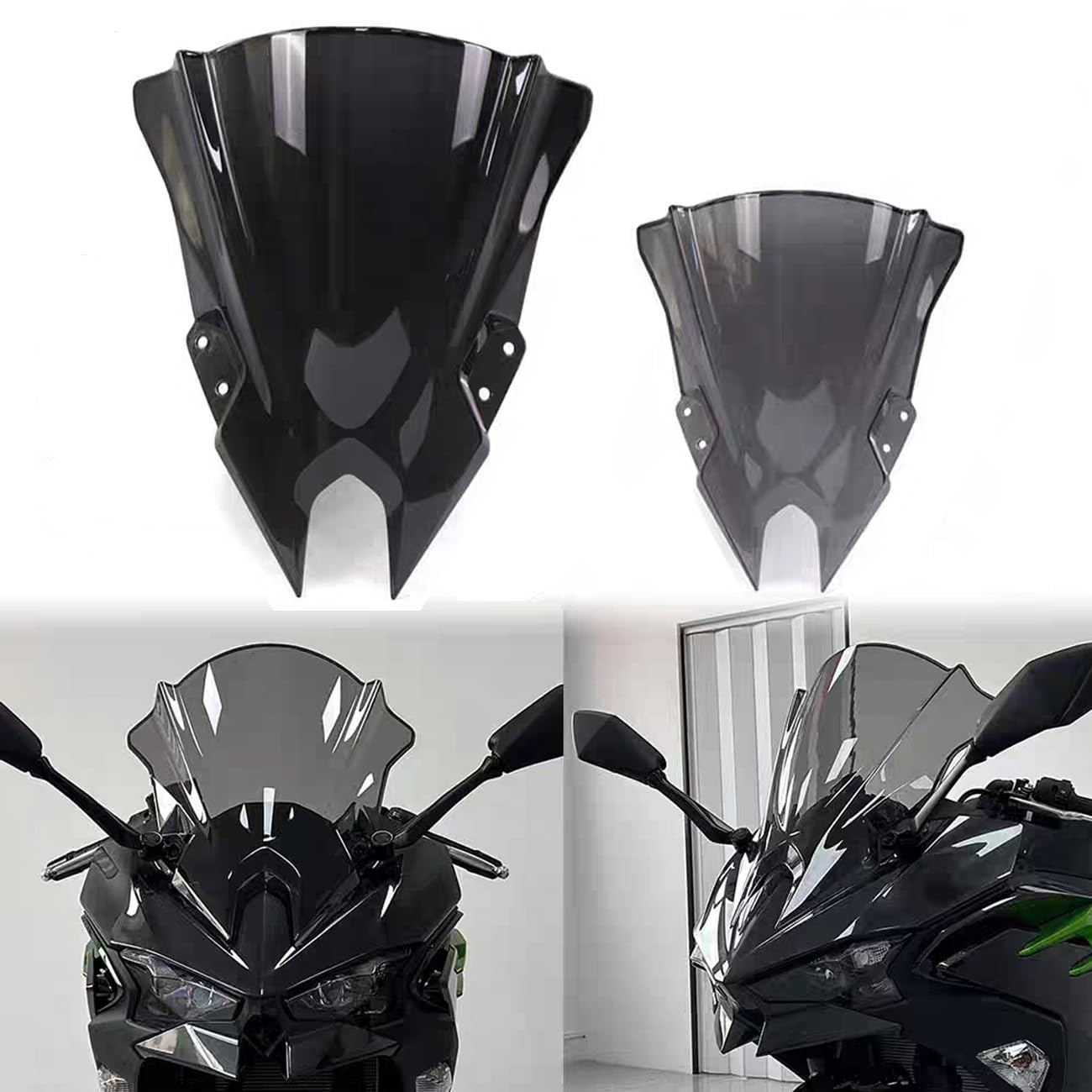 

Compatible with Ninja 500 Ninja500 and Ninja500 Long smoked front racing front long rain custom parts SE, SE, 2025-2024 models. windshield, cowl, серый