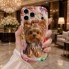 Rainbow Bow Yorkie Love Gem Wavy Edge Phone Case For iPhone 17 16 15 14 13 12 11 8 7 Plus Pro Max Soft TPU Bumper Cover