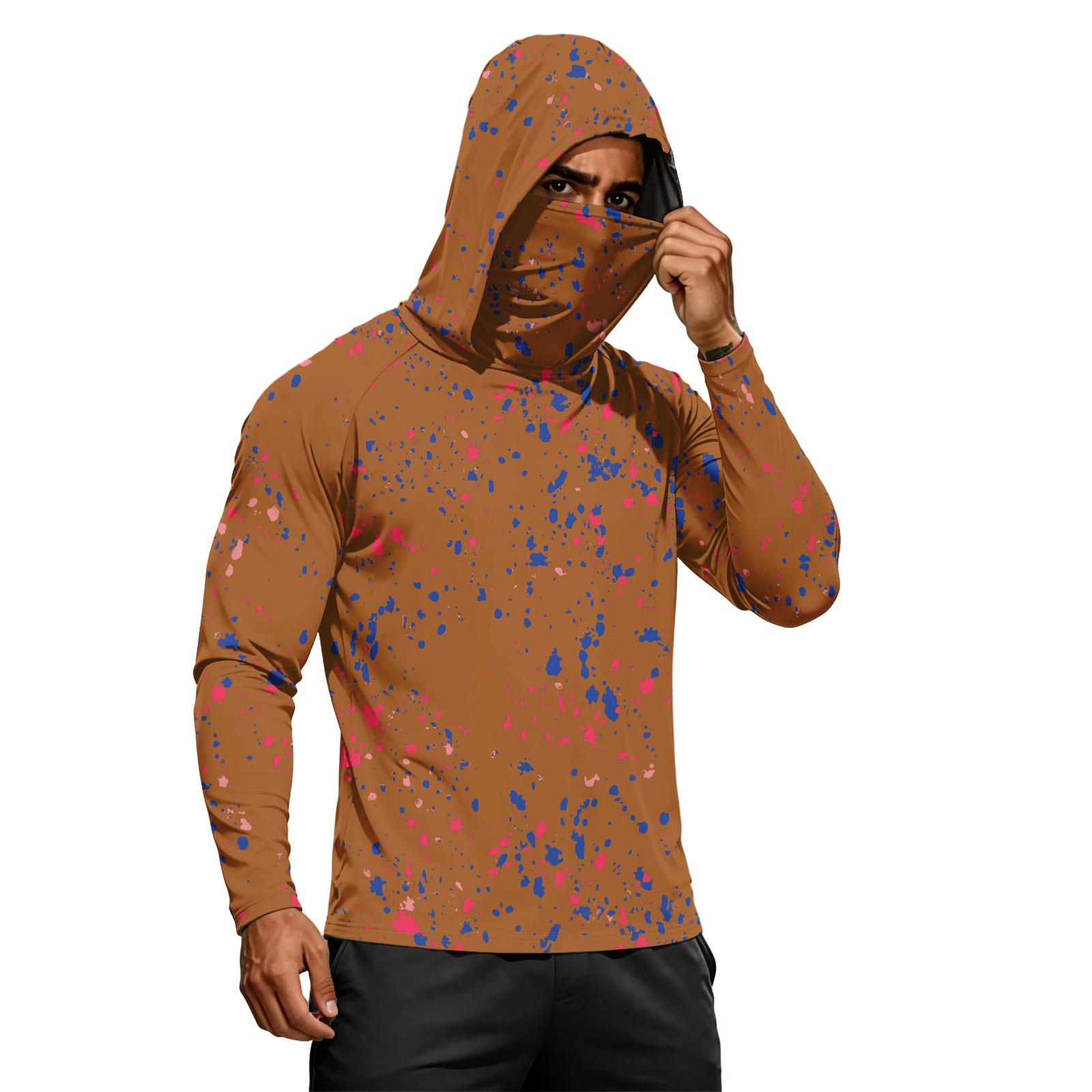 

Men s Athletic Hoodies Sun Fishing Hoodie Long Sleeve Fishing Shirts for Men Mens Sun Fishing Hoodie with Face L коричневый