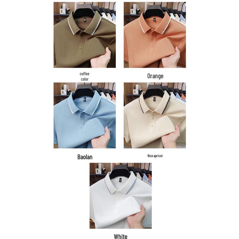 Hengyuanxiang Men's Ribbed Cotton Blend Polo T-shirt