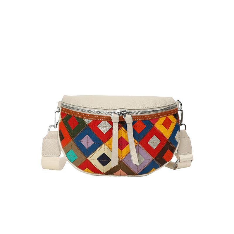 100% Genuine Leather Woman Chest Bag Luxury Patchwork Cow Leather Women Crossbody Bags With Small Purse Female Handbag Waist Bag