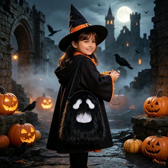Ghost Plush Crossbody Bag Halloween Bag, Cute Spooky Fluffy Shoulder Pouch Costume Accessory for Party Costume, Mini Casual Daily Use Funny Theme Gift