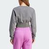 adidas Originals Printed Short Crop Crewneck Sweatshirt for Women, Gray