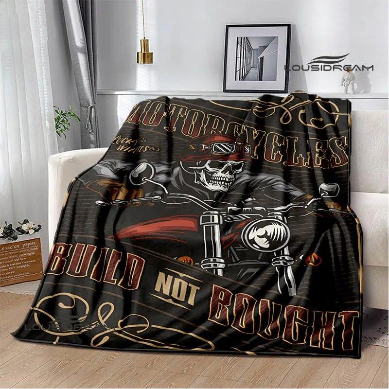 Motorcycle Retro Printing Blanket Flange Warm Blanket Soft and Comfortable Blanket Picnic Blanket Bed Linings Birthday Gift