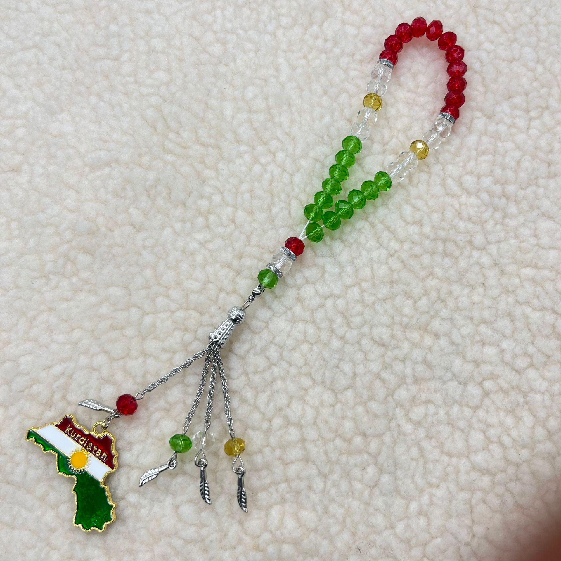 Palestinian Flag Crystal Glass Prayer Beads Bracelet