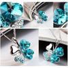 Four-leaf clover sky blue heart necklace silver plated crystal gift good luck fortune children friendship lover trend jewelry gem sparkle
