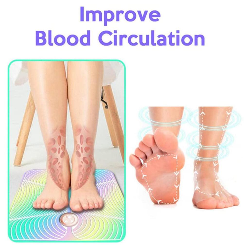 Electric Foot Massager Mat EMS Physiotherapy Pad, 6 Gears 9 Intensities Feet Wireless Muscle Massage for Leg Shaping Relax and Pain Relief