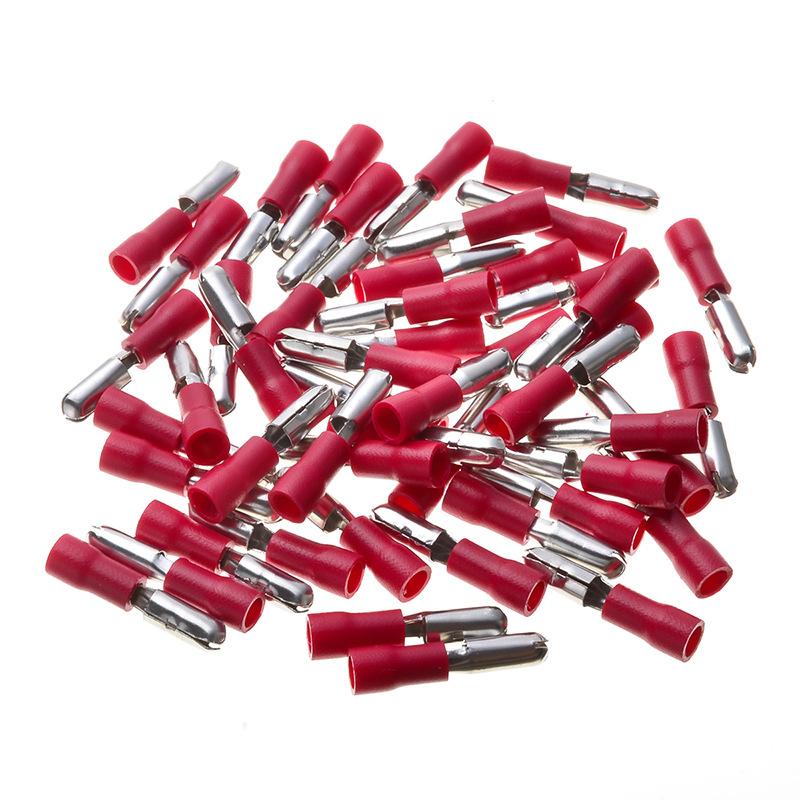 100Pcs/Bag Red Bullet Male & Female Crimp Terminals Pre-insulated Wire Connectors