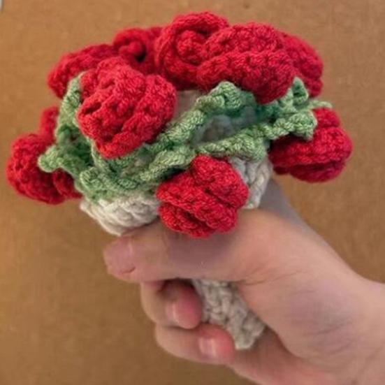 Crochet Rose Bouquet Coaster Heat-resistant DIY Handmade Knitting Flower Coffee Mug Cup Mat Kitchen Countertop Table Desk Decoration