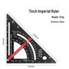 ZJ Aluminum Alloy 7" Triangle Woodworking Ruler - Inch/Metric 90° Right Angle Ruler