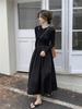 French Hepburn style hollowed-out knitted long-sleeved dress for women's spring and autumn new temperament slim and slim skirt