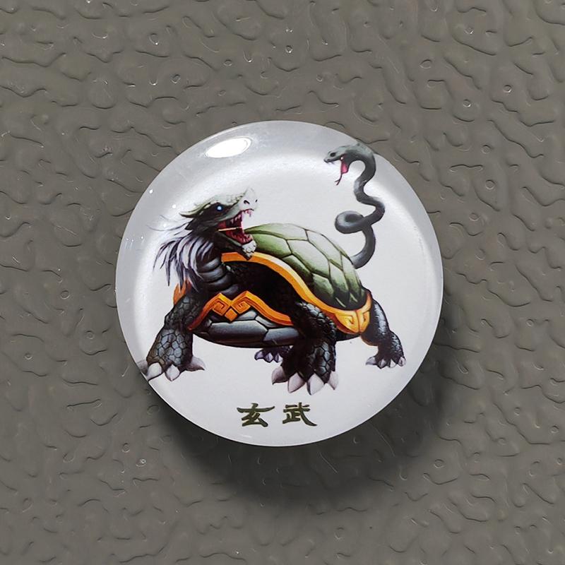 Dia. 30mm Ancient Chinese Divine Beast Dragon White Tiger Suzaku Xuanwu Fridge Magnet FengShui Lucky Home Decoration Souvenir