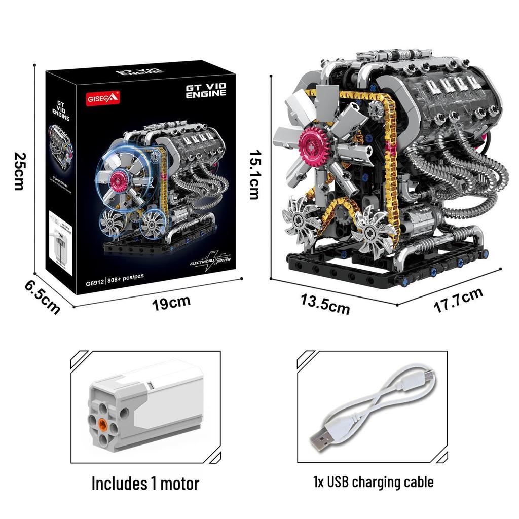 Cross-Border V8 Engine Building Blocks: Electric Mechanical Model for Educational Assembly