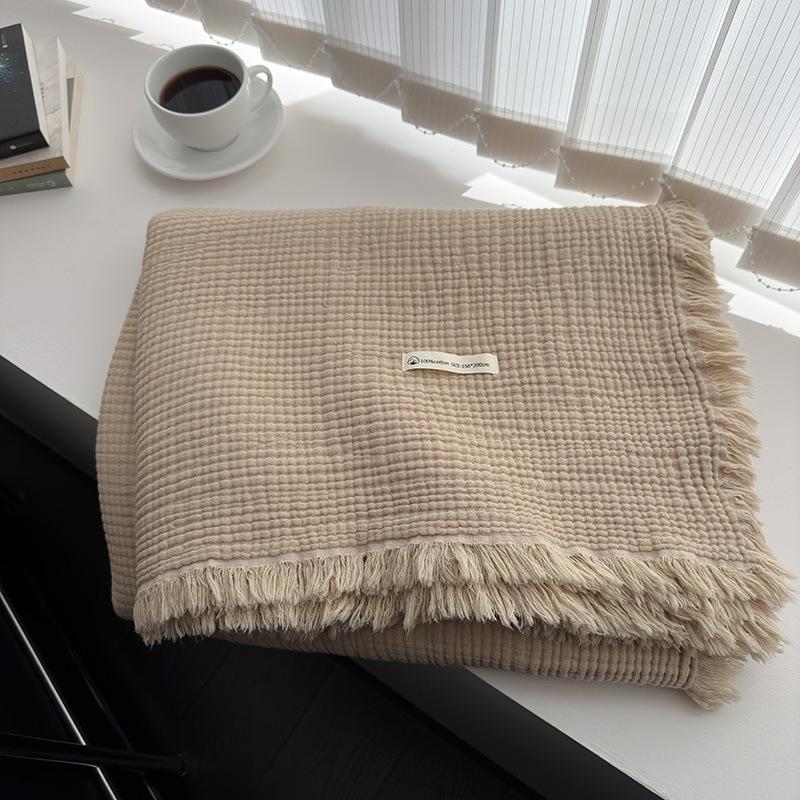 100% Cotton Muslin Throw Blanket Cozy Soft Washed Cotton Blanket,All Season Breathable 6-Layer Gauze Blanket Throw for Sofa