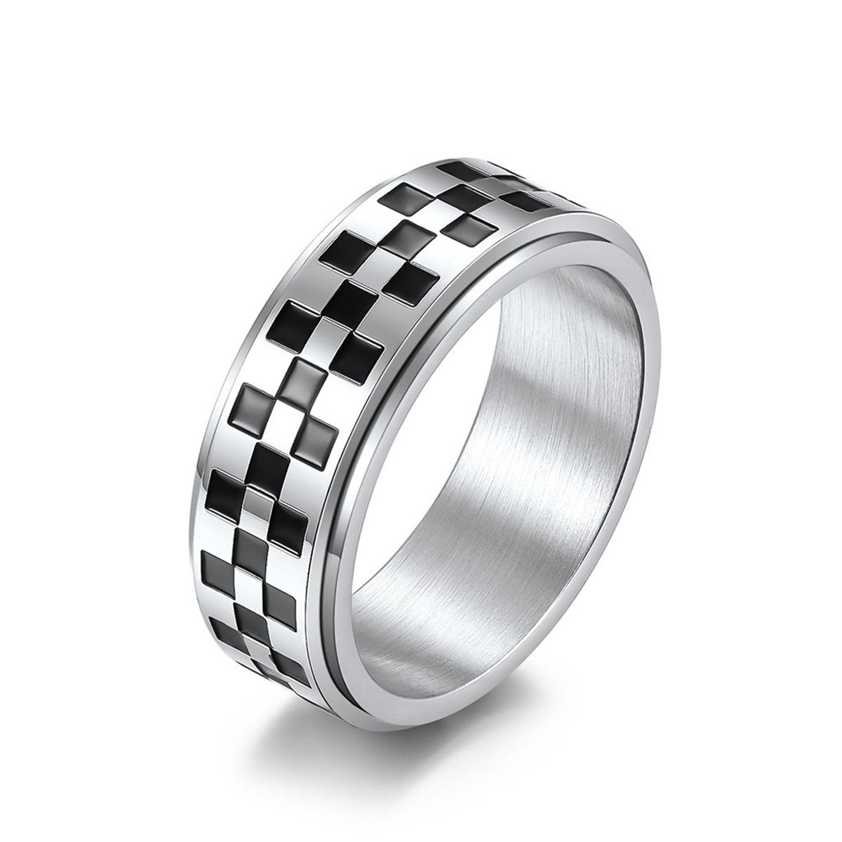 

Racing Checkerboard Fidget Spinner Men Rings Stainless Steel Punk Rock Simple Women Jewelry Fashion Accessories Gift Wholesale 13