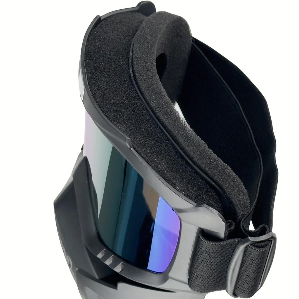 Motosiklet Kaskı Sürüş Gözlüğü Çıkarılabilir Yüz Maskeli Gözlükler Buğu Önleyici Sıcak Gözlükler Ağız Filtresi Ayarlanabilir Kaymaz