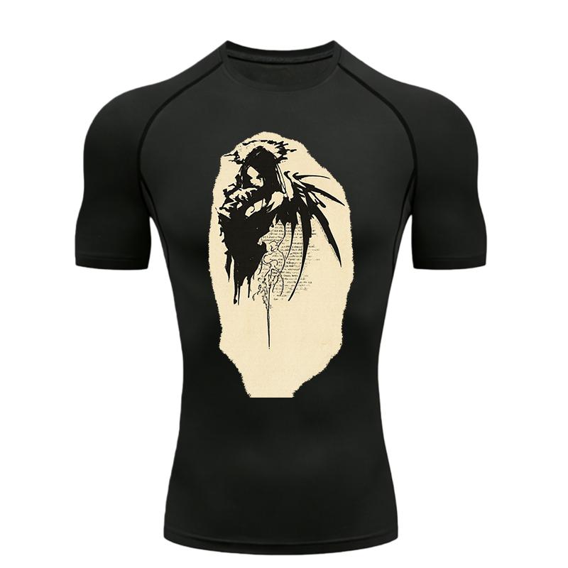 Female Demon Print Men Sports T-shirt Training Fitness Compression Men s Training T-shirt Synthetic Men s T-shirt Pilates S