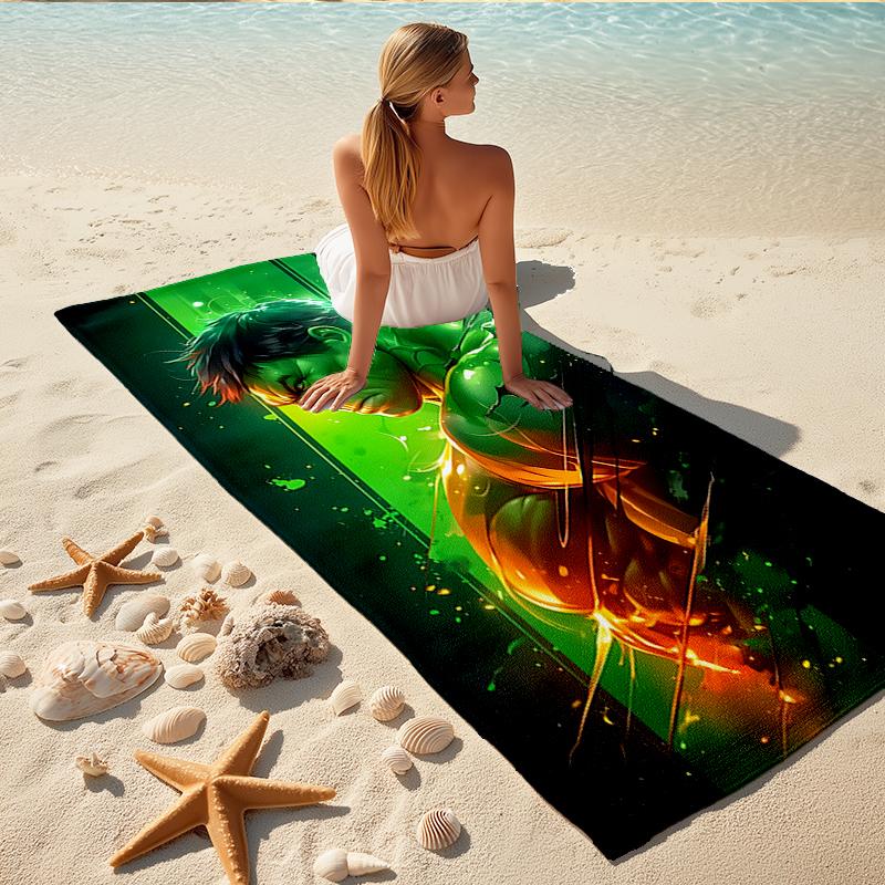 1Pc Green Lantern Power Beach Towel, Quick Dry, Multi-Use for Beach Pool Gym Yoga Home Travel, Christmas, Halloween, Xmas Gift M929179