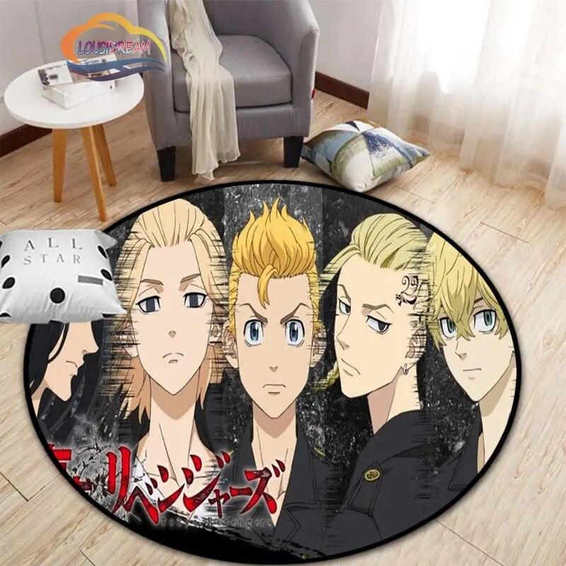 Anime Tokyo Revengers Kulatý koberec kreslený prostor Koberec do obývacího pokoje Kuchyně Jídelna Dětské koberce Podložka na jógu