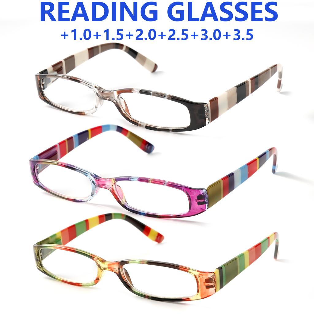 Modische Lesebrille mit kleinem Rahmen und floralem Druck an den Bügeln mit hohlem Design für Damen und Herren Presbyopie +1.0 bis +4.0