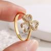 Classic Four-Leaf Clover full diamond Stackable Band 18K Gold Lucky Clover Ring for Women Symbol Jewerly Party Gift
