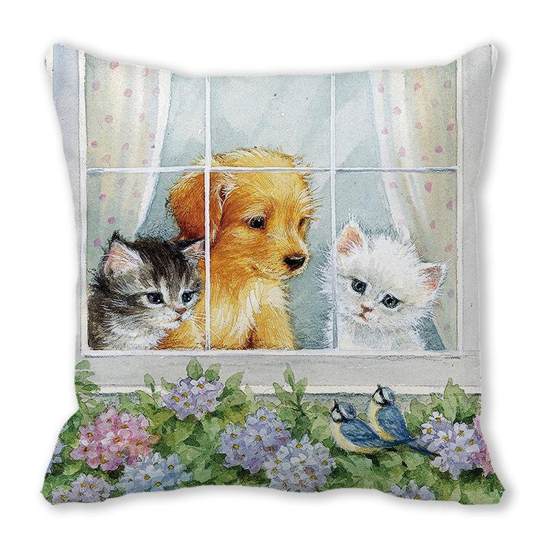 45x45cm Pfirsich Samt Katze Plüsch Kissen Frohe Weihnachten Sofakissen Niedliche Heimdeko Waschbar Geschenk (2025 Neues Modell)
