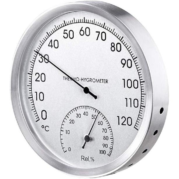 127mm 5" Thermometer Hygrometer Wall Hung Stainless Steel Indoor Outdoor Sauna Room Temperature Humidity Tester Monitor