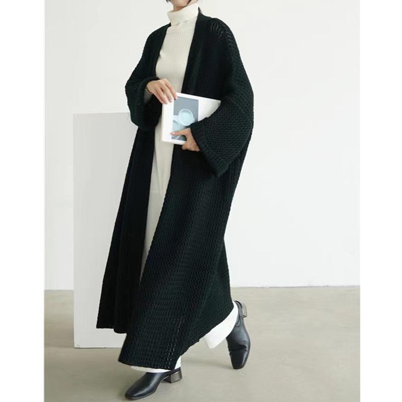 Autumn/winter Elegant Fashion Knitted Cardigan Long Sweater Women Coats New Loose Casual V Neck Jackets Office Long Sleeve Coats Shirt Clothing