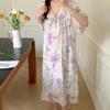 1011 new cotton and silk nightdress women's summer short-sleeved pajamas cartoon pony element long loose cotton silk skirt can be worn outside